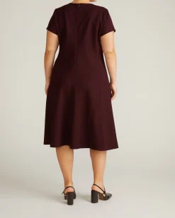 Lucinda Ponte Midi Dress Black Cherry