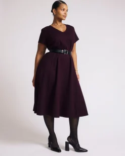 Lucinda Ponte Midi Dress Black Cherry