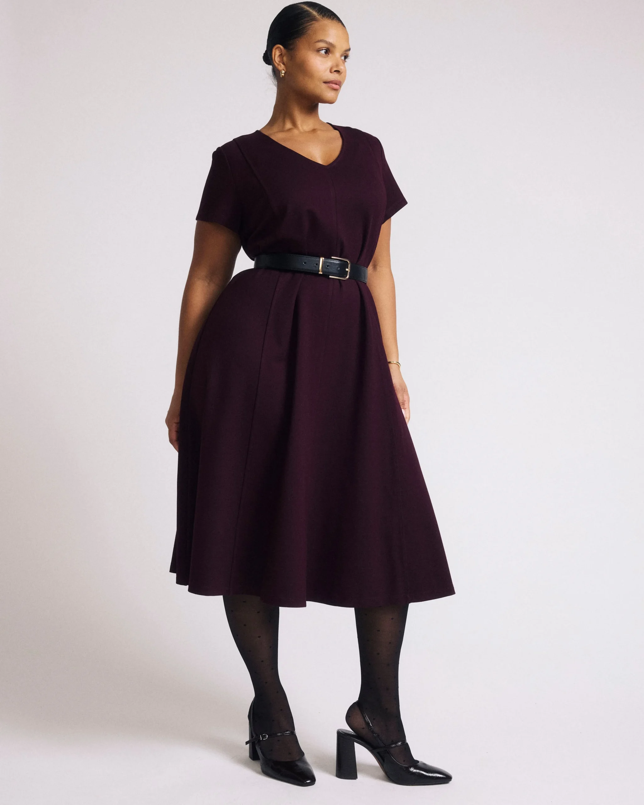 Lucinda Ponte Midi Dress Black Cherry