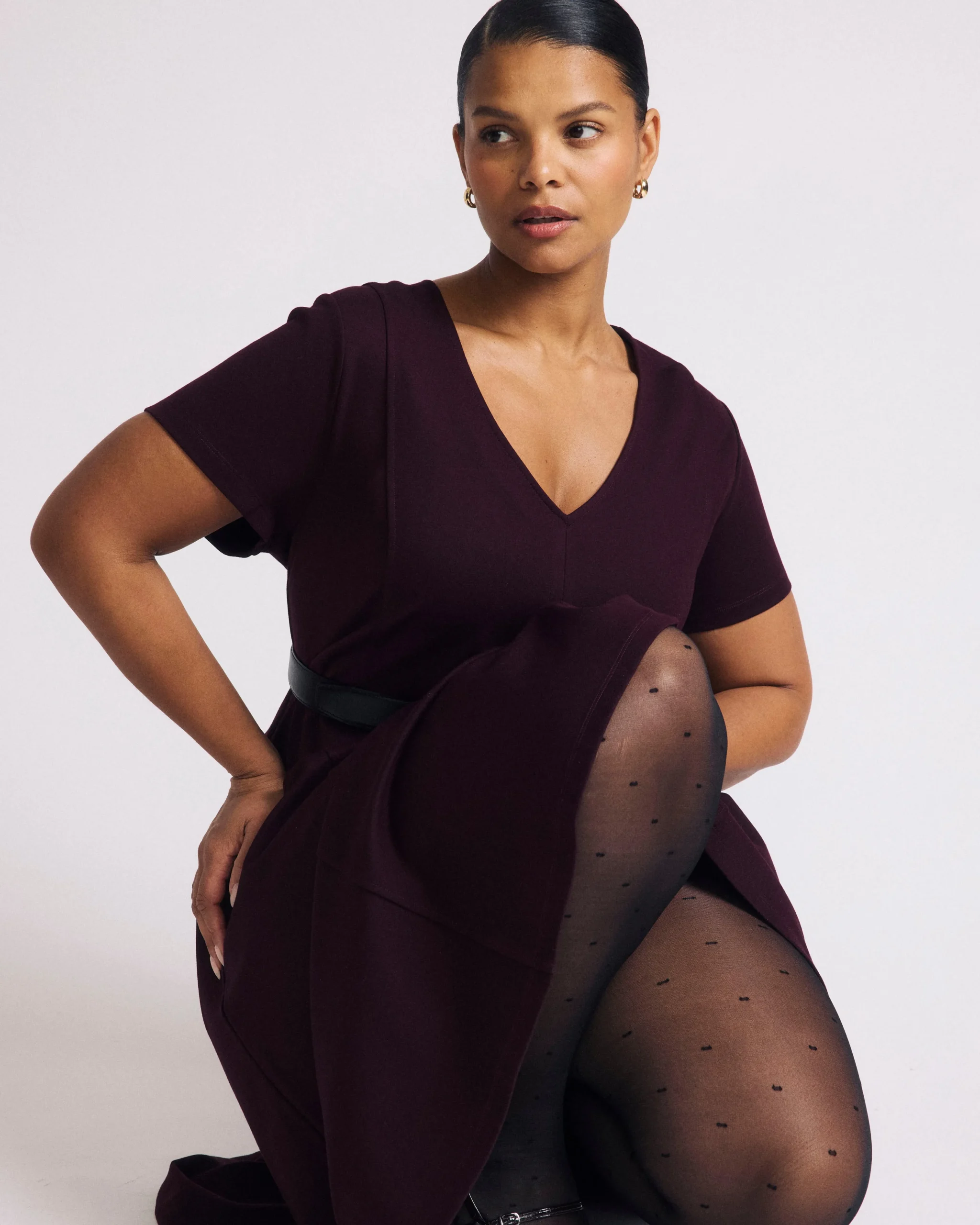 Lucinda Ponte Midi Dress Black Cherry