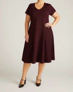 Lucinda Ponte Midi Dress Black Cherry