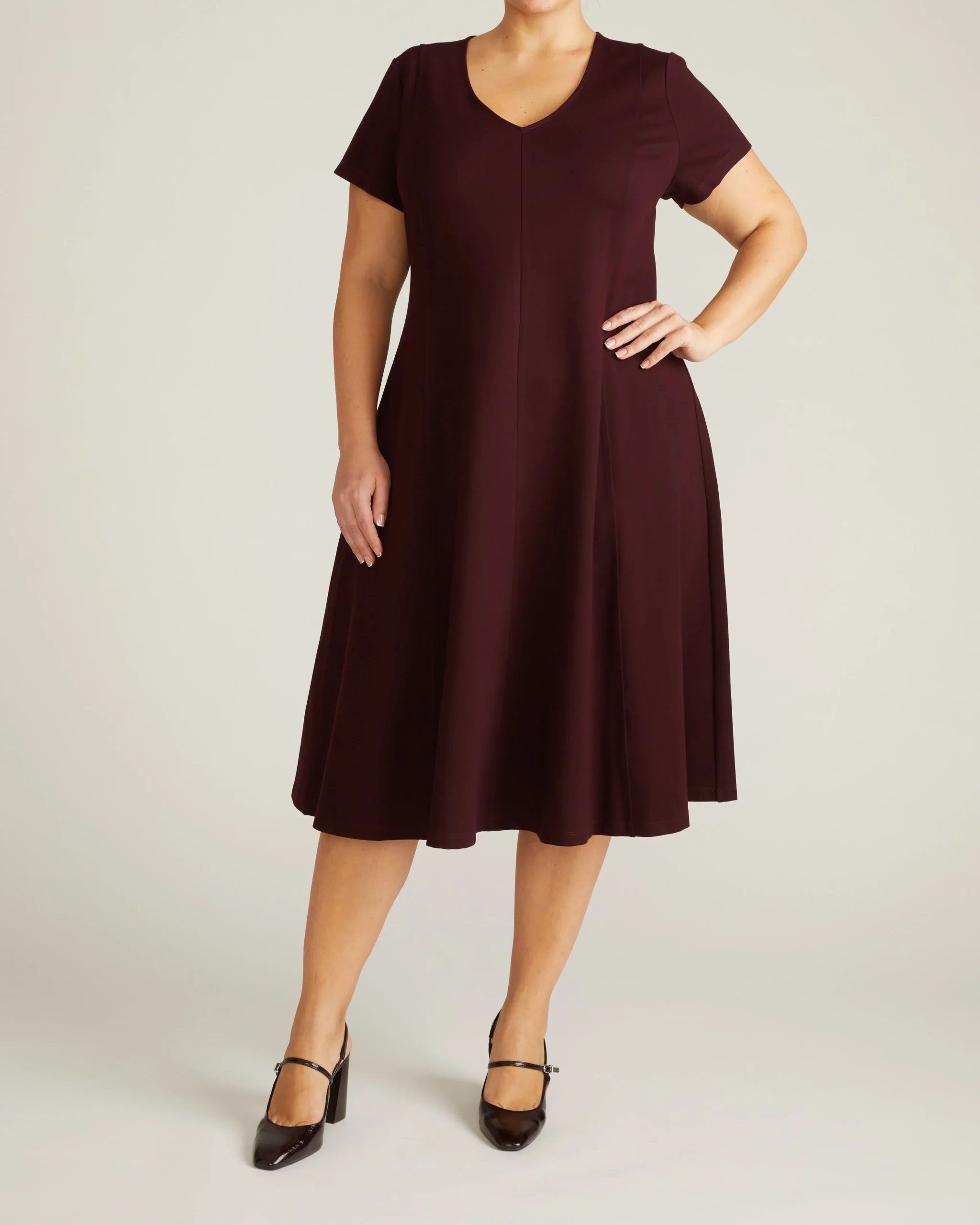 Lucinda Ponte Midi Dress Black Cherry