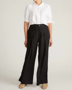 Luisa Short Sleeve Linen Blend Shirt White