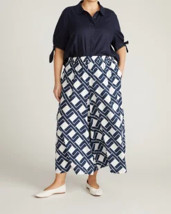 Luisa Short Sleeve Linen Blend Shirt Navy