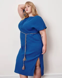 Luxe Cotton Gauze Beach Dress Ultramarine