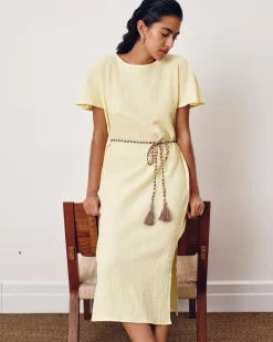 Luxe Cotton Gauze Beach Dress Pale Daffodil