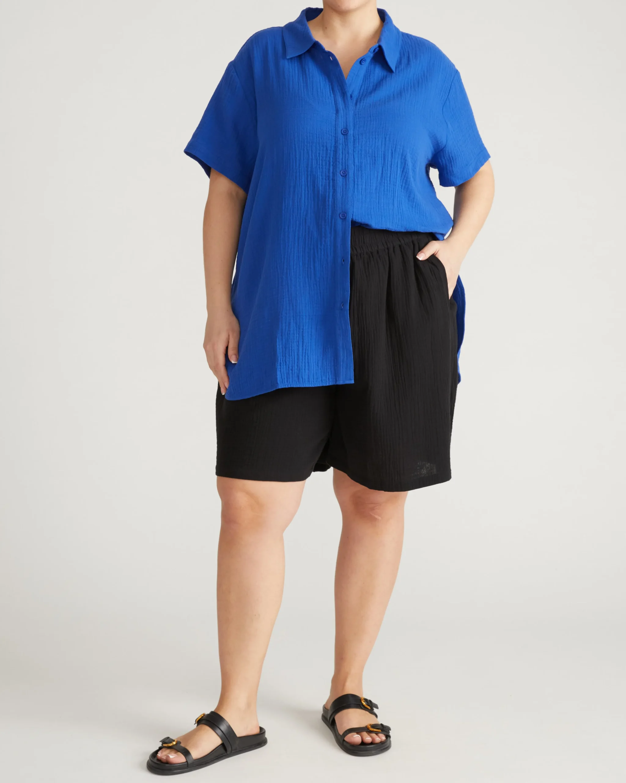 Luxe Cotton Gauze Beach Shirt Ultramarine
