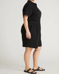 Luxe Cotton Gauze Beach Shirt Black