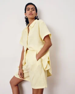 Luxe Cotton Gauze Beach Shirt Pale Daffodil