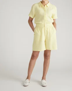 Luxe Cotton Gauze Beach Short Pale Daffodil