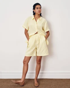 Luxe Cotton Gauze Beach Short Pale Daffodil
