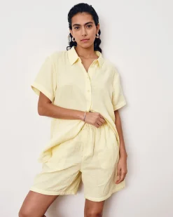 Luxe Cotton Gauze Beach Short Pale Daffodil