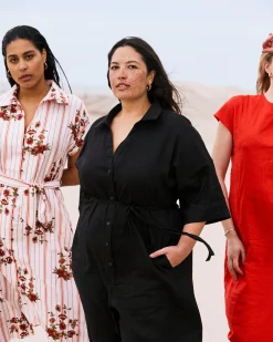 Maggie Barrel Leg Linen Blend Jumpsuit Black
