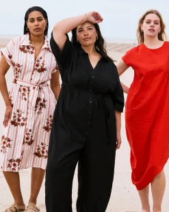 Maggie Barrel Leg Linen Blend Jumpsuit Black