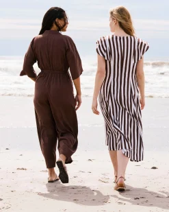 Maggie Barrel Leg Linen Blend Jumpsuit Peppercorn