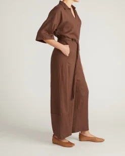 Maggie Barrel Leg Linen Blend Jumpsuit Peppercorn