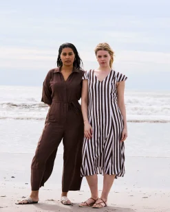 Maggie Barrel Leg Linen Blend Jumpsuit Peppercorn
