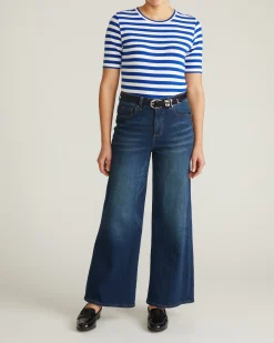 Maia Stovepipe Sleeve Tee Hammersmith Blue/White Stripe