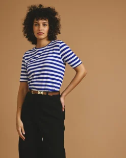 Maia Stovepipe Sleeve Tee Hammersmith Blue/White Stripe