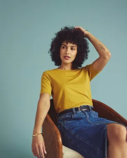 Maia Stovepipe Sleeve Tee Yellow Ochre