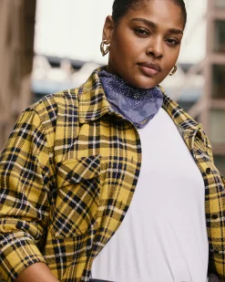 Maine Stretch Flannel Shirt Chamomile Yellow Plaid