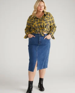 Maine Stretch Flannel Shirt Chamomile Yellow Plaid
