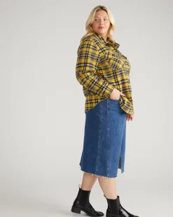 Maine Stretch Flannel Shirt Chamomile Yellow Plaid