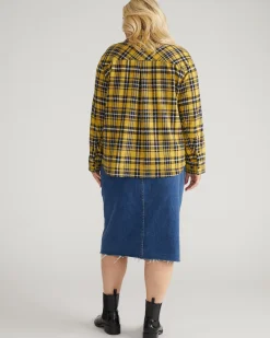 Maine Stretch Flannel Shirt Chamomile Yellow Plaid