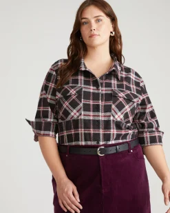Maine Stretch Flannel Shirt Poppy Plaid