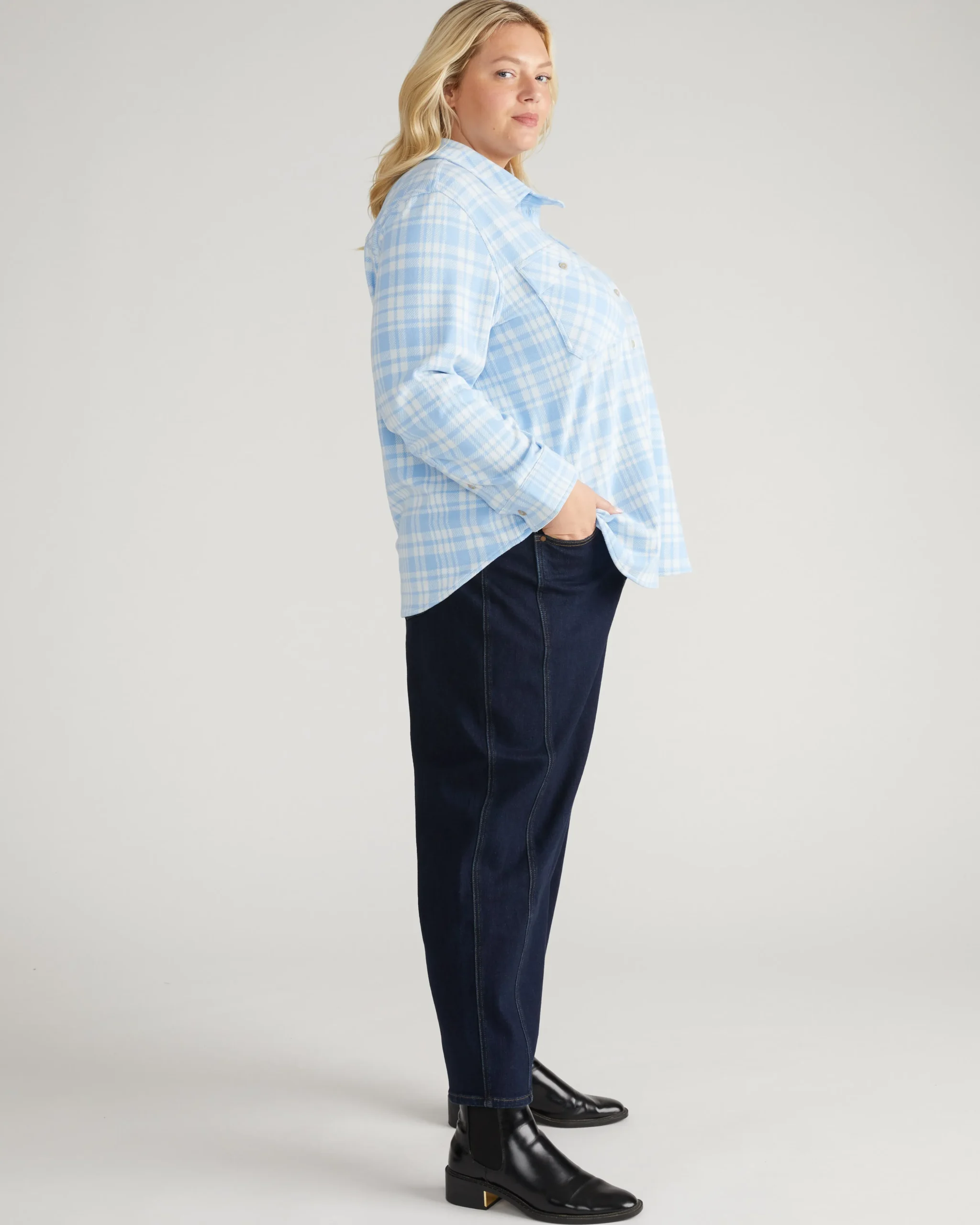 Maine Stretch Flannel Shirt Teapot Whistle Blue Plaid