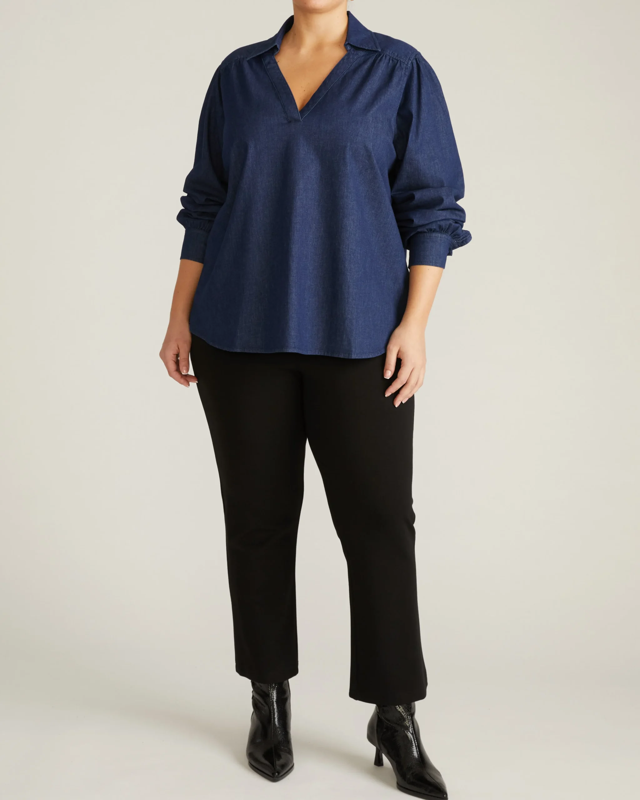 Maisie Cotton Chambray Blouse Dark Indigo