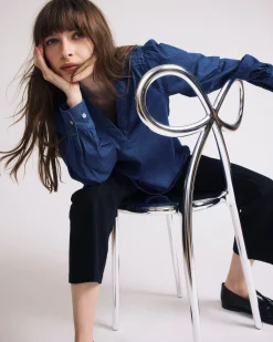 Maisie Cotton Chambray Blouse Vintage Indigo