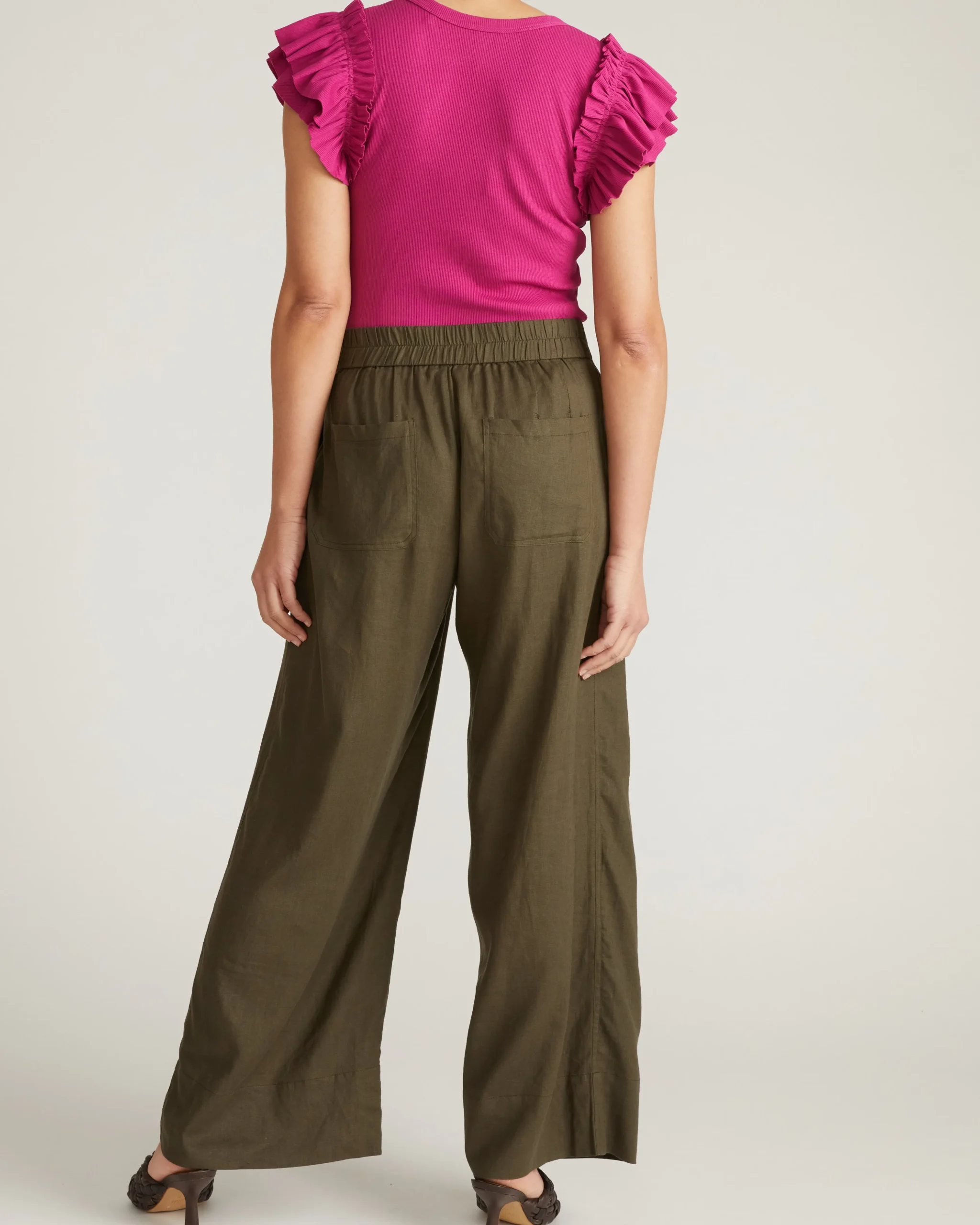 Marley Wide Leg Linen Blend Pants Camo