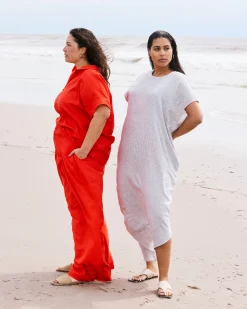 Marley Wide Leg Linen Blend Pants Shoreline Sunset