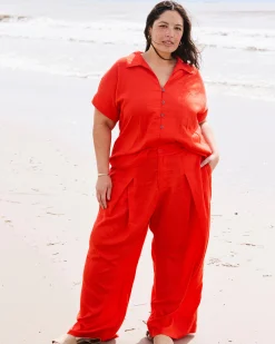 Marley Wide Leg Linen Blend Pants Shoreline Sunset