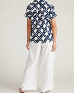 Marley Wide Leg Linen Blend Pants White