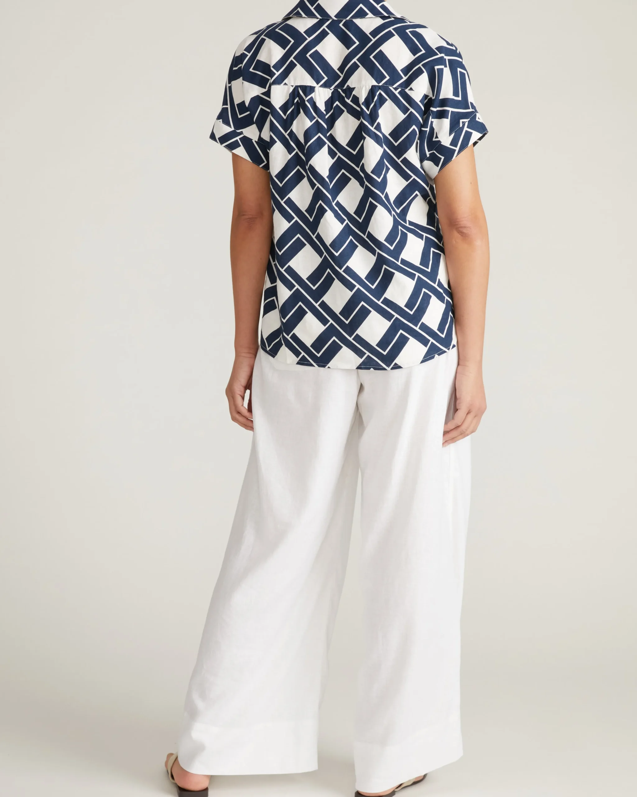 Marley Wide Leg Linen Blend Pants White