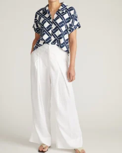 Marley Wide Leg Linen Blend Pants White