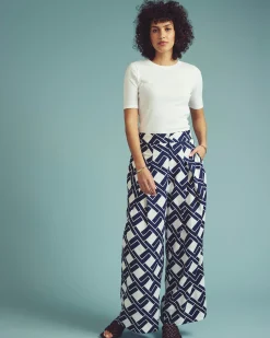 Marley Wide Leg Linen Blend Pants Geometrica Print