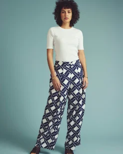 Marley Wide Leg Linen Blend Pants Geometrica Print
