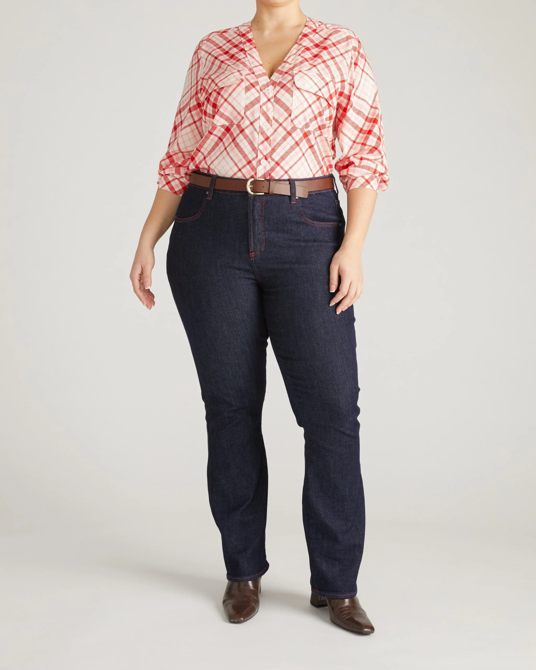 Marne Bootcut Jeans 32 inch Americana Wash with Red Stitching