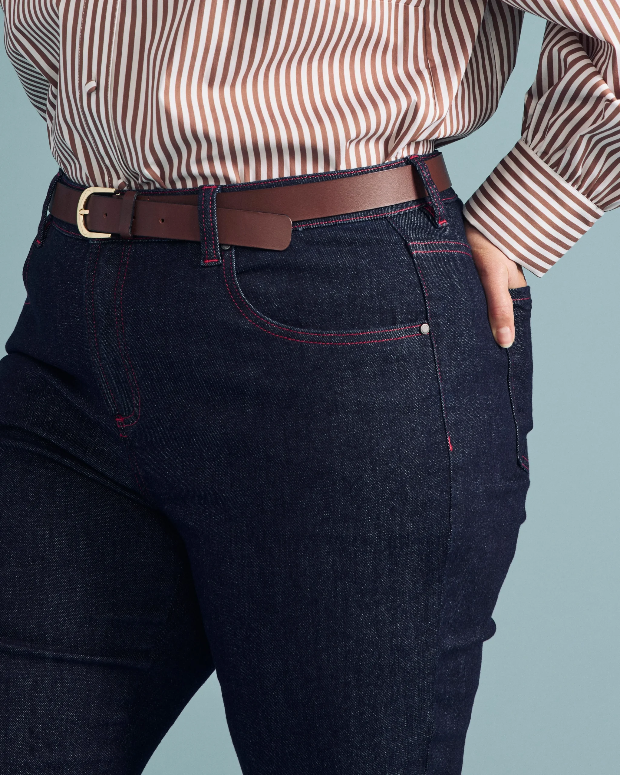 Marne Bootcut Jeans 32 inch Americana Wash with Red Stitching