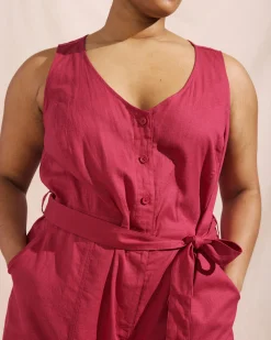 Matilda Linen Blend Jumpsuit Cerise
