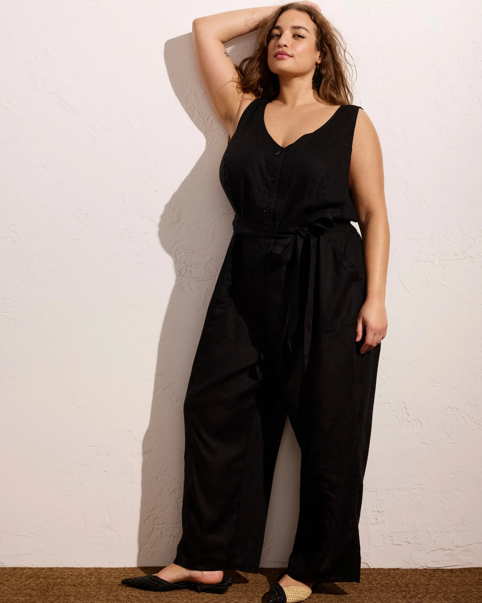 Matilda Linen Blend Jumpsuit Black