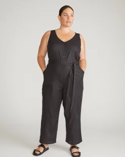 Matilda Linen Blend Jumpsuit Black