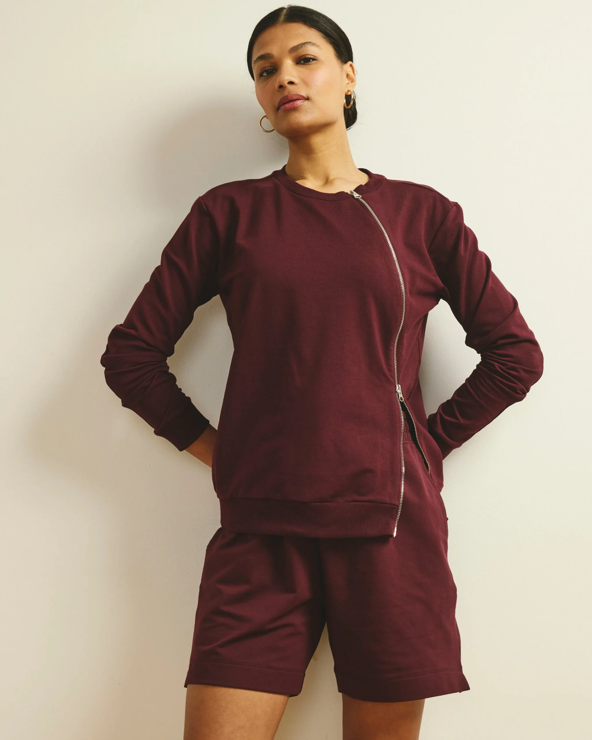 Meridien Zip Sweatshirt Black Cherry