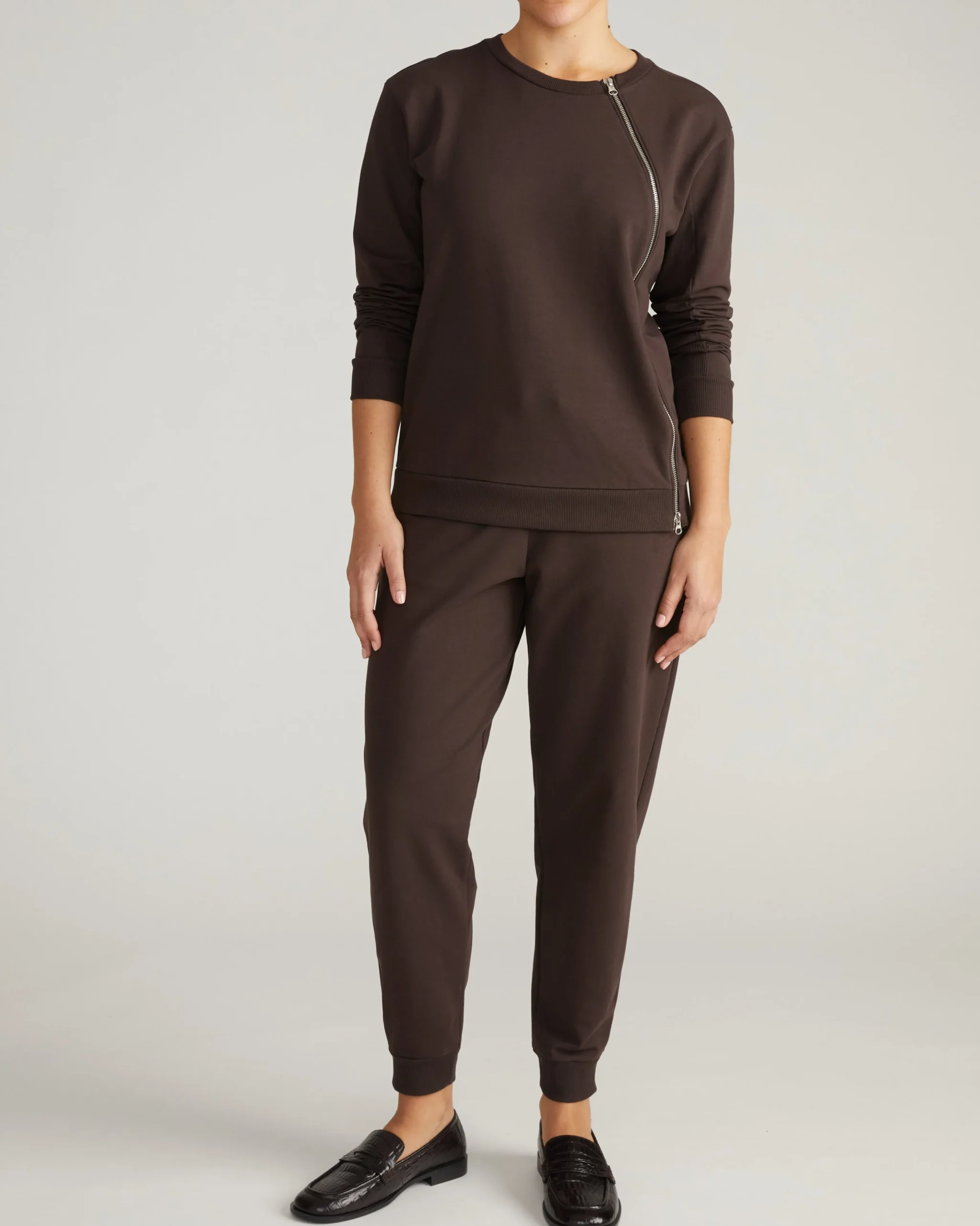 Meridien Zip Sweatshirt Deep Brown