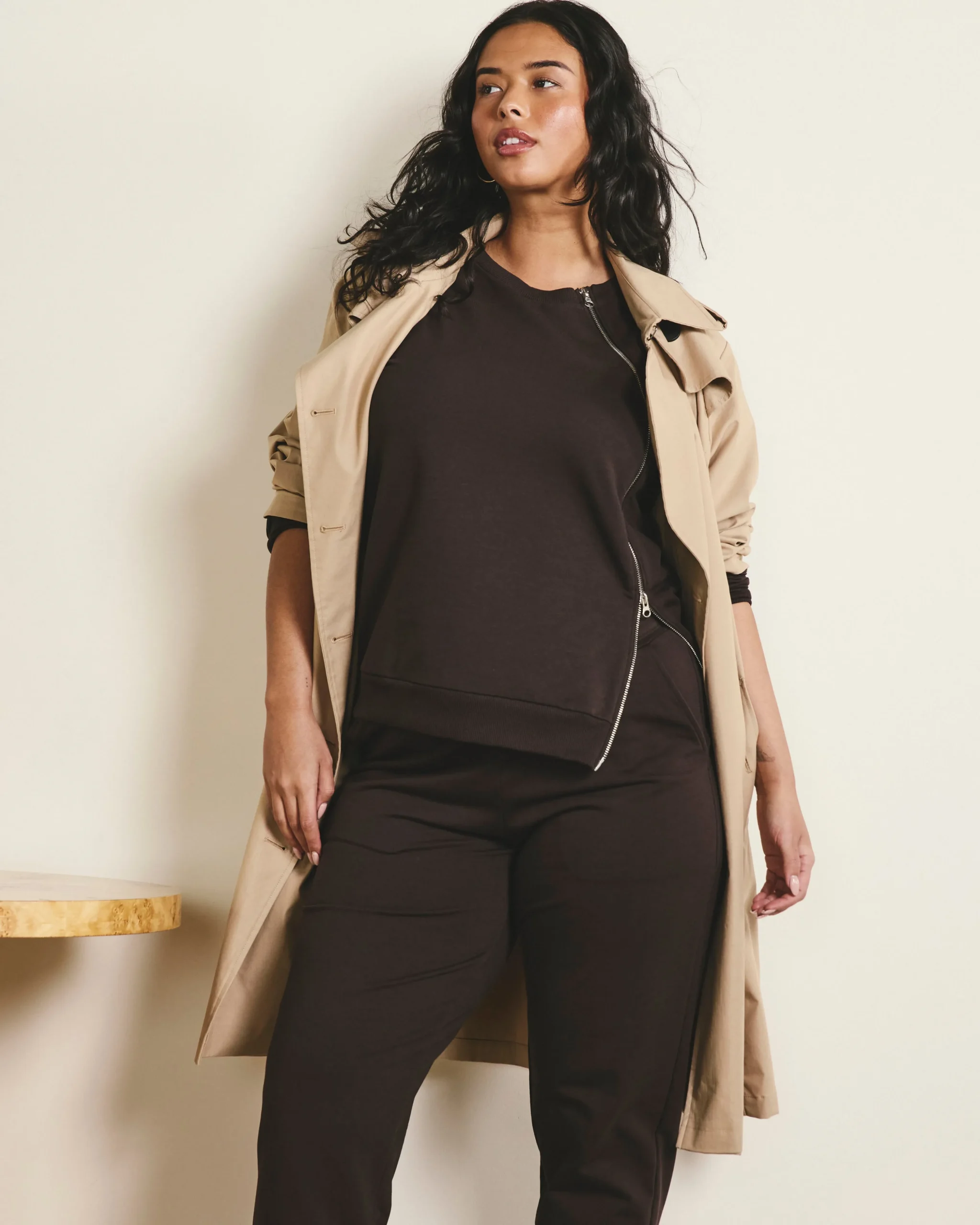 Meridien Zip Sweatshirt Deep Brown