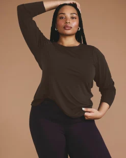 Mia Long Sleeve Movement Tee Deep Brown