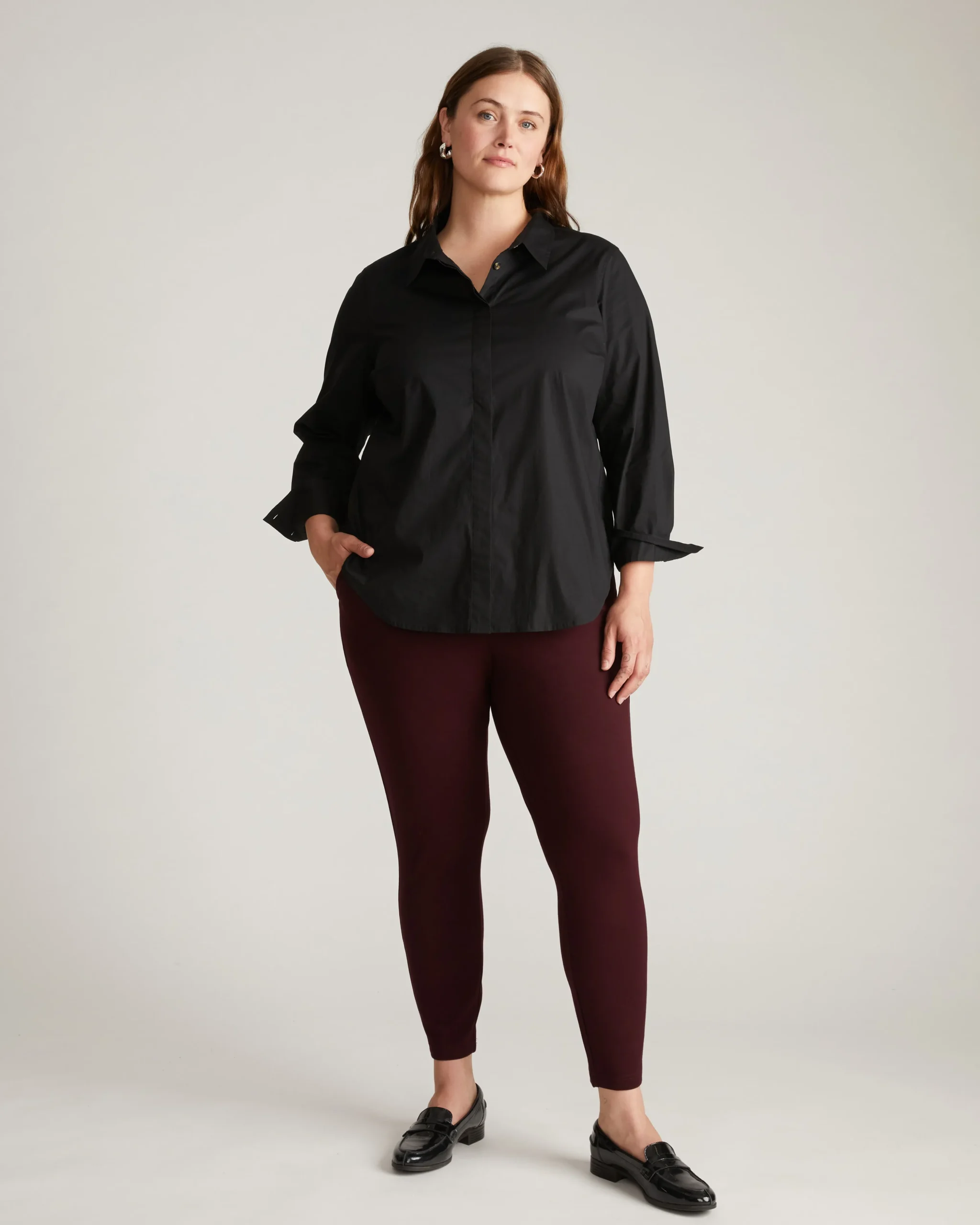 Minimalist Moro Pocket Signature Ponte Pants Black Cherry